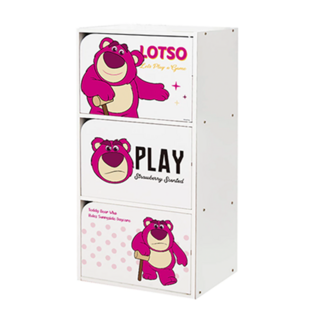 收納王妃 迪士尼 玩具總動員三層木門櫃, 白色