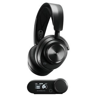 SteelSeries 賽睿 Arctis Nova Pro 無線電競耳機麥克風，支援2.4G和藍牙混合音訊，主動式降噪技術，伸縮式AI驅動降噪麥克風, 黑色