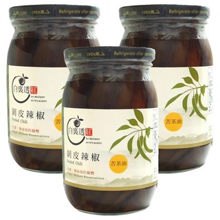 白裏透紅 剝皮辣椒 苦茶油, 3個, 450g