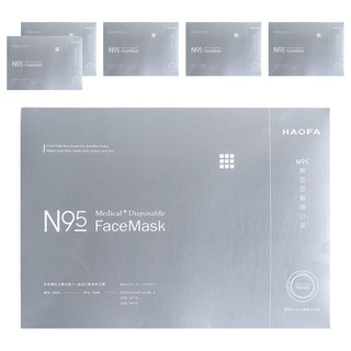 HAOFA 氣密型N95立體醫療口罩 防曬活性碳款 S, 30片, 6個, 鉑石碳