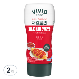 비비드키친 저칼로리 토마토케찹, 320g, 2개