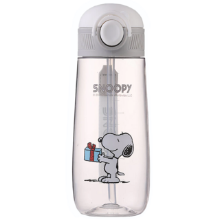 PEANUTS 史努比 提手水壺 吸管, 灰色, 600ml, 1個