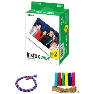 instax 拍立得 wide空白底片 20張+隨機髮圈+隨機彩虹裝飾繩, instax 寬膠卷, 1套