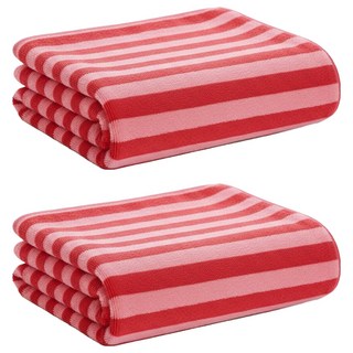 ONE&ONE 慶峯棉業 超吸水條紋雙色加大浴巾, 顏色隨機, 2條