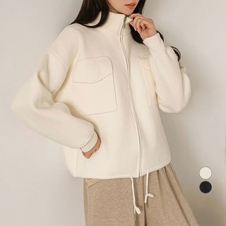 afinar 女款類羊毛柔軟觸感高領拉鍊夾克