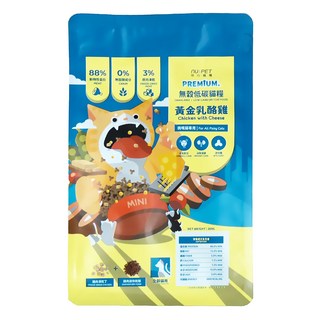 nu4PET 陪心寵糧 全貓齡 無穀低碳凍乾貓糧, 黃金乳酪雞, 300g, 1袋