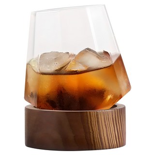 착한살림 크리스탈 보석 언더락잔 400ml + 원목받침 세트, 1개