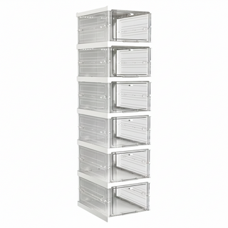 FAmILyLIFE 生活 快狠準瞬裝式加厚加大鞋盒6件組 YG-200-W 35 x 26 x 106cm 4kg, 簡約白, 1組