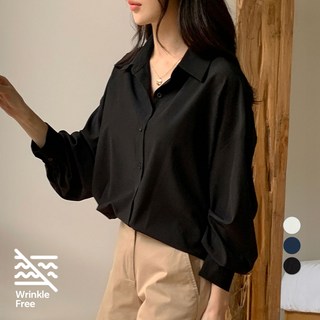 afinar 女性寬鬆版型泡泡袖防皺免燙襯衫上衣