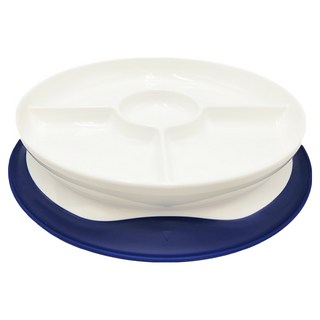 OXO tot 好吸力分隔餐盤, 超強吸力吸盤 寶寶用餐不打翻, 海軍藍, 1個