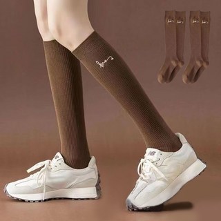 Adeline 女款長筒及膝襪 簡約皮拉提斯瑜珈長襪, 棕色, 2個