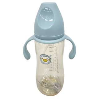 PUKU 藍色企鵝 飽飽歐蕾 PPSU 寬口奶瓶 330ml, 靜藍色, 1個