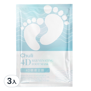 CHULI 初梨 4D嫩足膜-告別粗糙老繭 重現嬰兒般柔嫩雙足 讓雙腳煥然一新, 1雙, 3包, 34ml