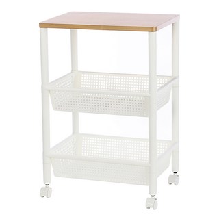 KEYWAY 聯府 巧木天板三層架 附輪, 白色, 1個