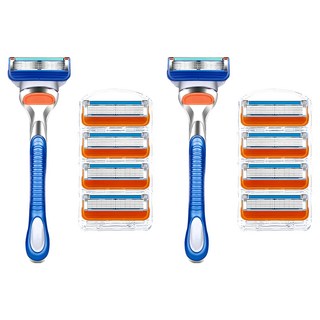 五層刀片刮鬍刀 刀架, 順滑貼膚, 貼合臉型, 小巧設計, 金屬防滑手柄, 輕鬆剃淨鬍子, 整隻水洗, 1組, 2組