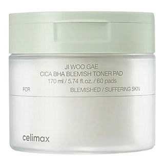 celimax BHA 積雪草舒緩爽膚棉, 有效清潔⽼廢⾓質，舒緩鎮靜肌膚，含玻尿酸成分, 60片, 1罐