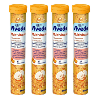ELKOS 愛可舒 VIVEDE綜合維生素發泡錠 香橙風味, 6g, 17錠, 4支