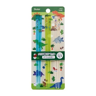 Skater 壓克力筷子 3雙組, 恐龍 藍色 + 綠色 + 透明色, 3雙筷子, 1組
