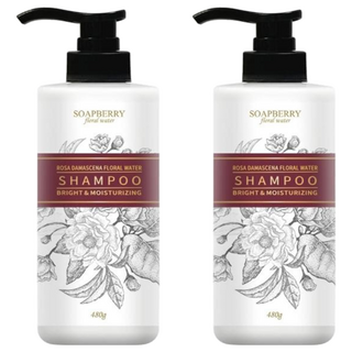 SOAPBERRY 古寶無患子 Floral Water 大馬士革玫瑰潤澤修護純露洗髮精 調理頭皮 深層清潔 無矽靈, 480g, 2瓶