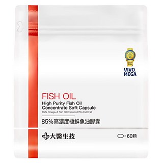 大醫生技 85%高濃度極鮮魚油膠囊 含85% Omega-3 80% EPA和DHA rTG型態, 60顆, 850mg, 1袋