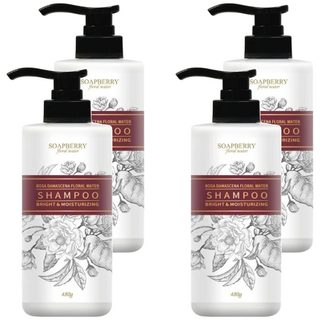 SOAPBERRY 古寶無患子 Floral Water 大馬士革玫瑰潤澤修護純露洗髮精 調理頭皮 深層清潔 無矽靈, 480g, 4瓶