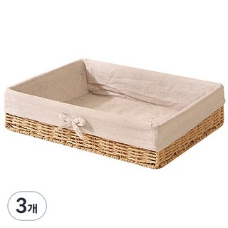 세븐집 등나무 낮은 바구니, 베이지, 3개