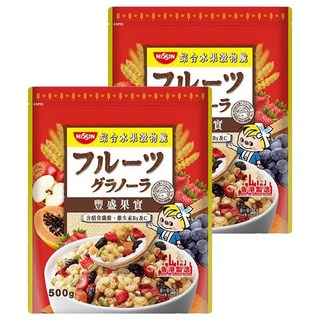 NISSIN 日清 豐盛果實綜合水果穀物脆 500g - 含膳食纖維、維生素B1及C，促進腸胃蠕動, 2包