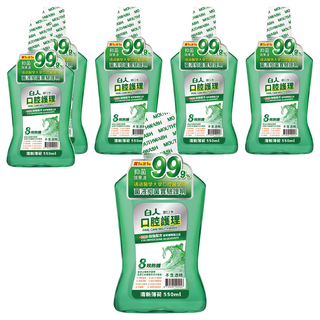 T.KI 白人 清新薄荷漱口水 含氟成分 強化牙齒並預防蛀牙, 550ml, 6瓶