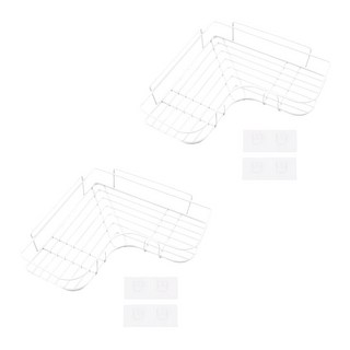 浴室置物架 L形免打孔轉角 鐵製, 浴室置物架L形免打孔轉角, 白色, 1組