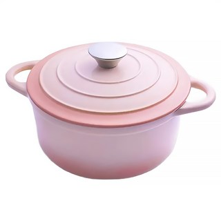 ROYCE 皇家玫瑰 圓形琺瑯鑄鐵鍋 3公升(21cm) - 受熱均勻保溫效果佳, 粉色, 1個