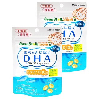 SNOW 雪印 Bean Stalk DHA魚油 維生素D3膠囊, 90顆, 455mg, 2包