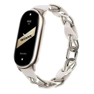 小米原廠時尚鏤空手鍊, 超軟皮革面料, 小米手環8, 簡約白, 1個