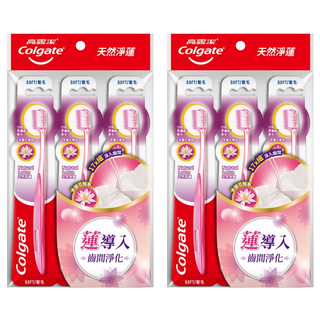 Colgate 高露潔 天然淨蓮牙刷 顏色隨機, 3支, 2包
