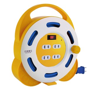 MAX STAR 太星電工 1開4插 2P 輕巧型家庭輪座 過載自動斷電 防雷突波指示燈 雙層披覆電源線 隱藏式支撐底座 插座PC防火, 8m, 黃色, 1個