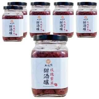 米發發 手作玫瑰紫米甜酒釀, 溫潤滋補, 可直接食用, 300g, 6罐