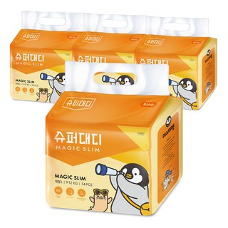 SUPER DADDY 企鵝先生好動輕薄黏貼型尿布, L, 136片