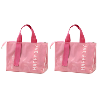 柏川 BuyChoo 保溫飯盒袋/上班族學生午餐保溫袋/多巴胺加厚鋁箔大容量手提收納袋 2入組, 1個, 粉色