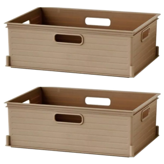 KEYWAY 聯府 山本收納盒 387 x 277 x 133mm, 典雅淺棕, 2個
