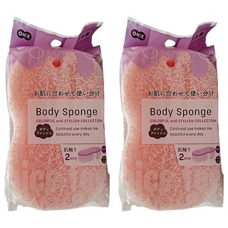 日本OHE 沐浴兩用浴綿 柔軟親膚 雙面清潔按摩 日本製造, 粉紅色, 2入, 1入