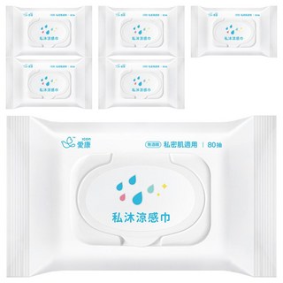 icon 愛康 私沐涼感巾 無酒精 私密肌適用 80抽, 6包, 432g