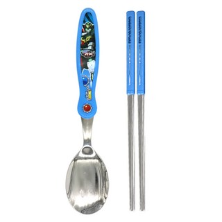 LE BARN Hello Carbot 衝鋒戰士16 正確握姿餐具組, 混合色, 1個, 湯匙 + 筷子