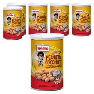 Koh-Kae 大哥 椰漿味花生豆, 奶油味塗層, 110g, 6罐