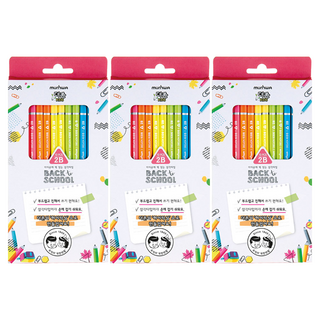 munhwA 더존키즈 三角鉛筆 2B 10入, 3套, 混合顏色