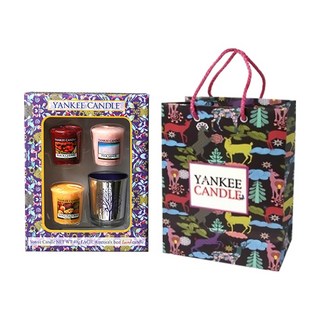 YANKEE CANDLE 芳香蠟燭禮盒組 Set 3+蠟燭燈座+紙袋, 款式隨機, 顏色隨機