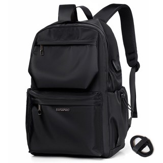 marco polo 輕量尼龍口袋後背包 MP3258 + USB傳輸線套組, 黑色