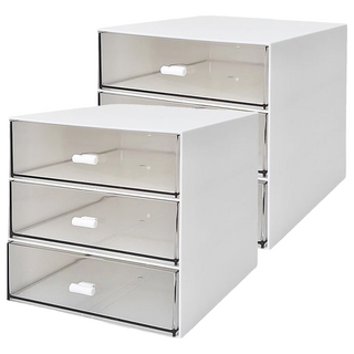 3層透明抽屜方形收納櫃 RK 632 17 x 15.5 x 15cm, 2個, 白色