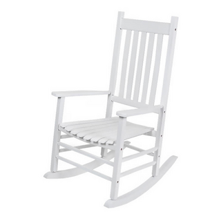 猛男傢俱 桃花心木實木搖椅 寬大扶手設計 適用於庭院、陽台 享受舒適搖曳, 白色, 1個