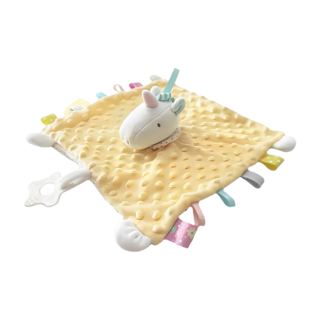 oceanbaby 可愛動物捏捏安撫巾, 鈴鐺x凹凸顆粒面料x啃咬三合一設計, 柔軟親膚, 顏色繽紛, 觸覺發展, 附貼心吊繩, 獨角獸精靈, 1個