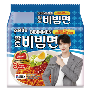 paldo 八道 香辣冷拌麵 5包, 韓國乾拌麵, 蘋果汁添加