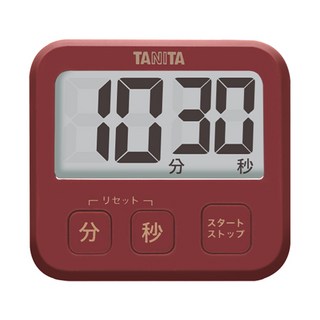 TANITA 塔尼達 電子計時器 TD-408, 數位顯示, 分/秒設定鍵, 超薄型設計, 強力磁鐵, 紅色, 1個
